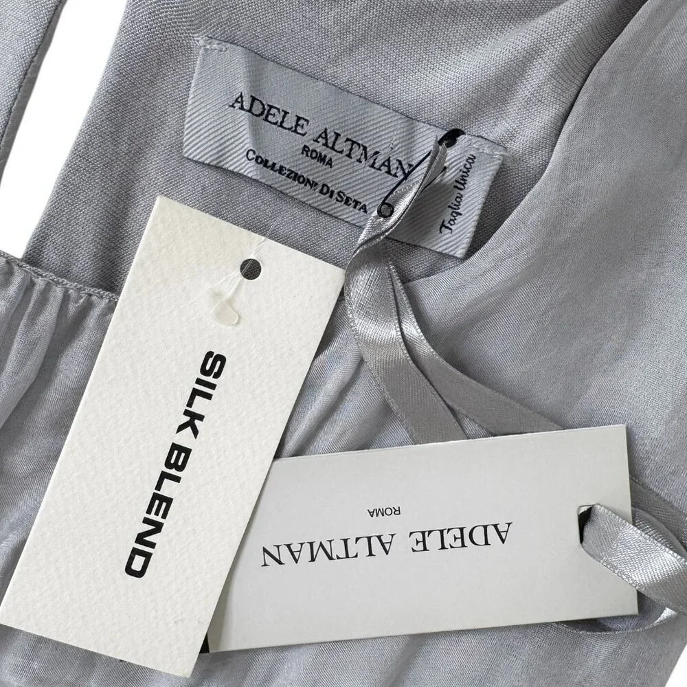 Adele Altman Roma Diaphanous Gray Silk Shift Dress NWT